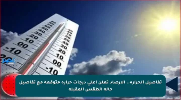 تفاصيل الحرارة.. الأرصاد تعلن أعلى درجات حرارة متوقعة مع تفاصيل حالة الطقس المقبلة